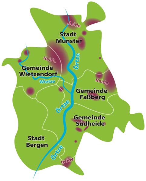 Stilisierte KarteKulturraum Oberes Örtzetal Stilisierte KarteKulturraum Oberes Örtzetal