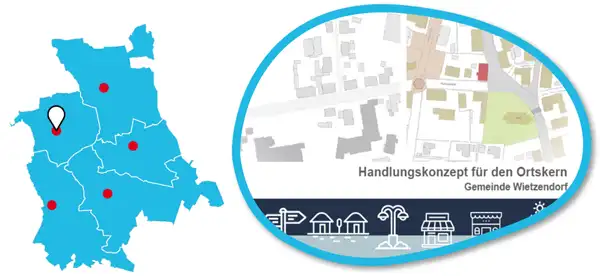 Handlungskonzept für den Ortskern Wietzendorf Karte mit Lagepunkt und Foto der Maßnahme