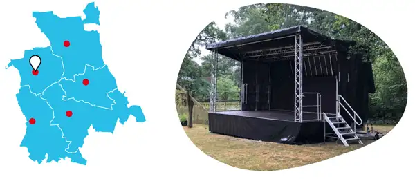 Mobile Bühne Karte mit Lagepunkt und Foto der Maßnahme