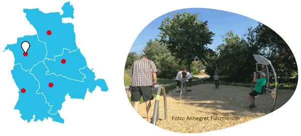 TSV Wietzendorf testet Outdoorfitnessgeräte Karte mit Lagepunkt und Foto der Maßnahme